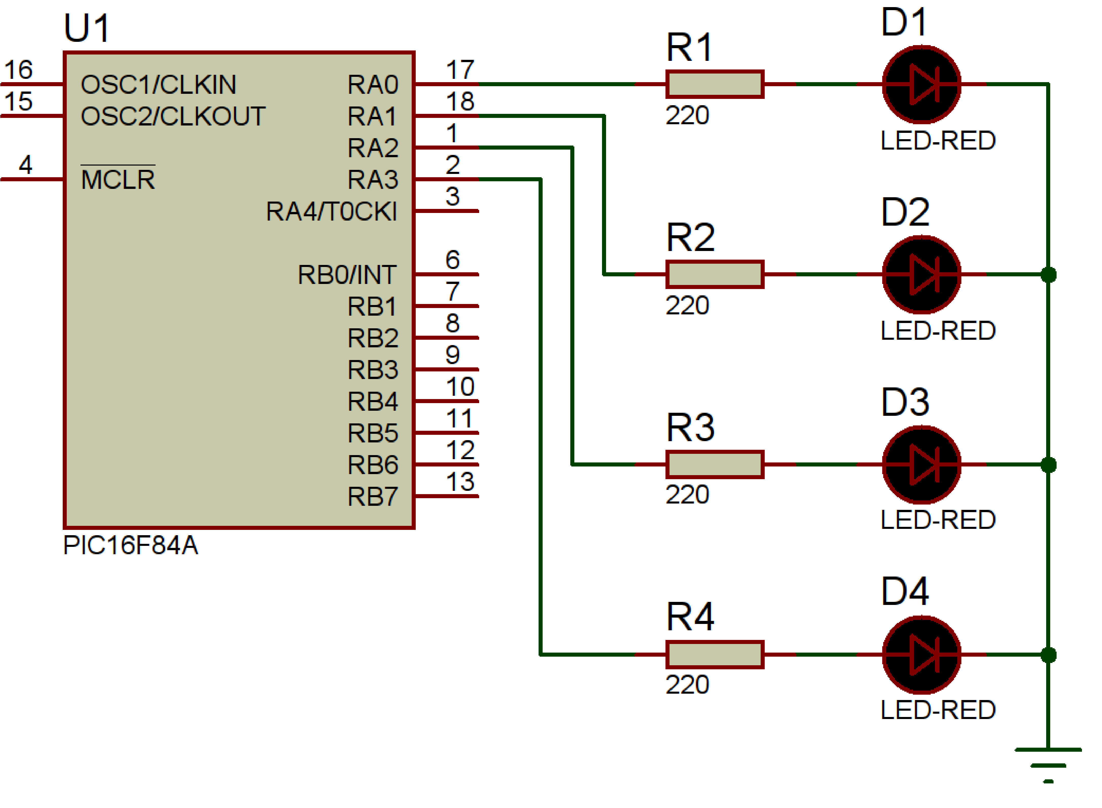 Circuit amb diversos LEDs